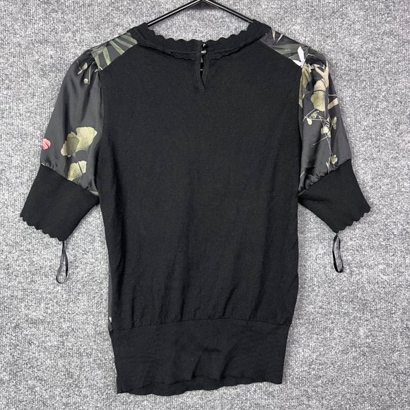 New Ted Baker Tileeyy Short-Sleeve Highland Woven Sweater Floral Jumper Size 1 - Picture 3 of 9